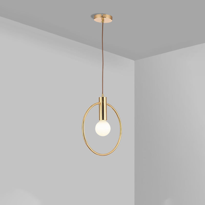 Gold Conical/Hoop/Grenade Hanging Lamp Postmodern 1-licht metaal/helder glazen ophangingshanger voor restaurant