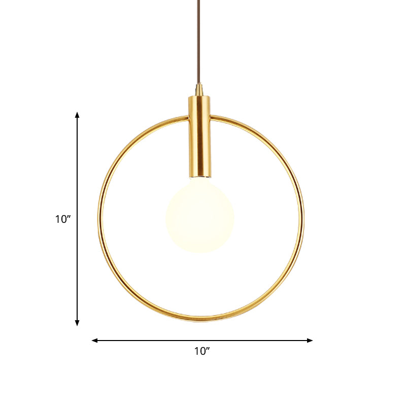 Gold Conical/Hoop/Grenade Hanging Lamp Postmodern 1-Light Metal/Clear Glass Suspension Pendant for Restaurant