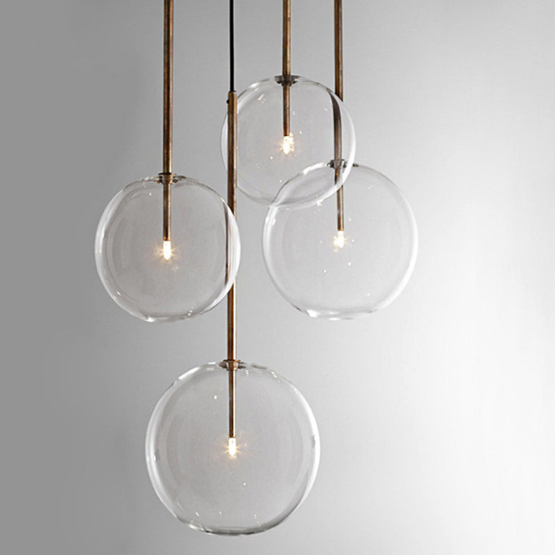 Clear Glass Globe Suspension Lighting Minimalist 6 "/8"/10 "breites einzelner goldener Anhänger über Tisch
