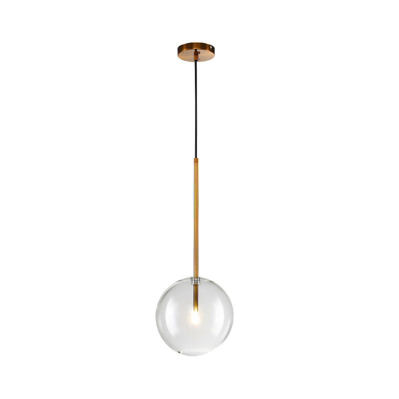 Clear Glass Globe Suspension Lighting Minimalist 6 "/8"/10 "breites einzelner goldener Anhänger über Tisch