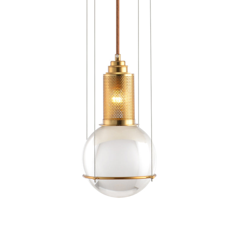 Kugel anheitige Deckenleuchte postmoderne klare Glas Eins Goldhanglampe Kit mit Mesh Top