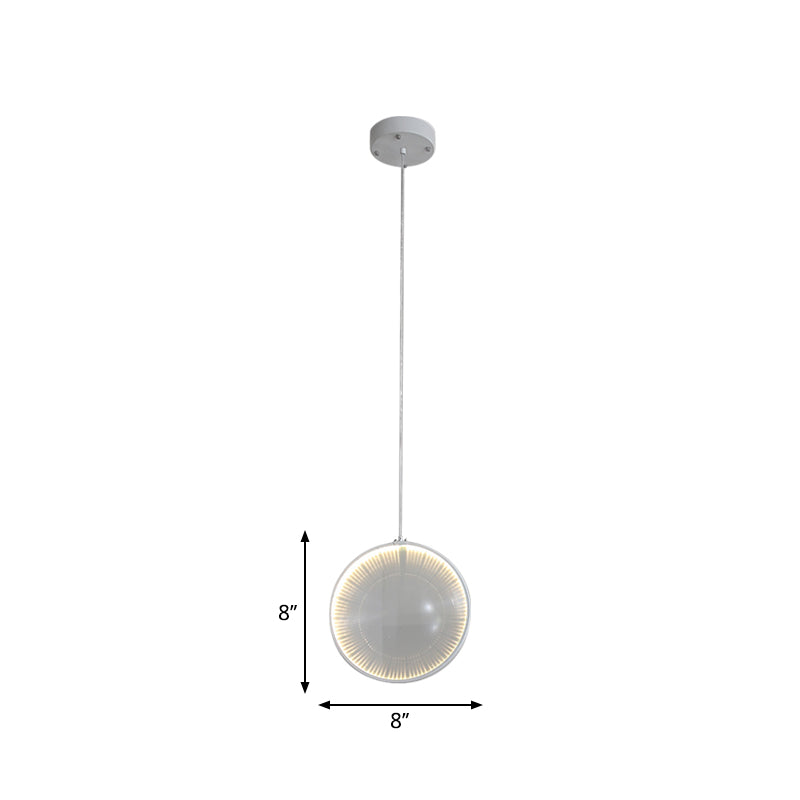 Clear Glass Lens Pendulum Light Simplicity 8"/10"/12" Wide 1 Bulb White Hanging Pendant Light for Bedroom