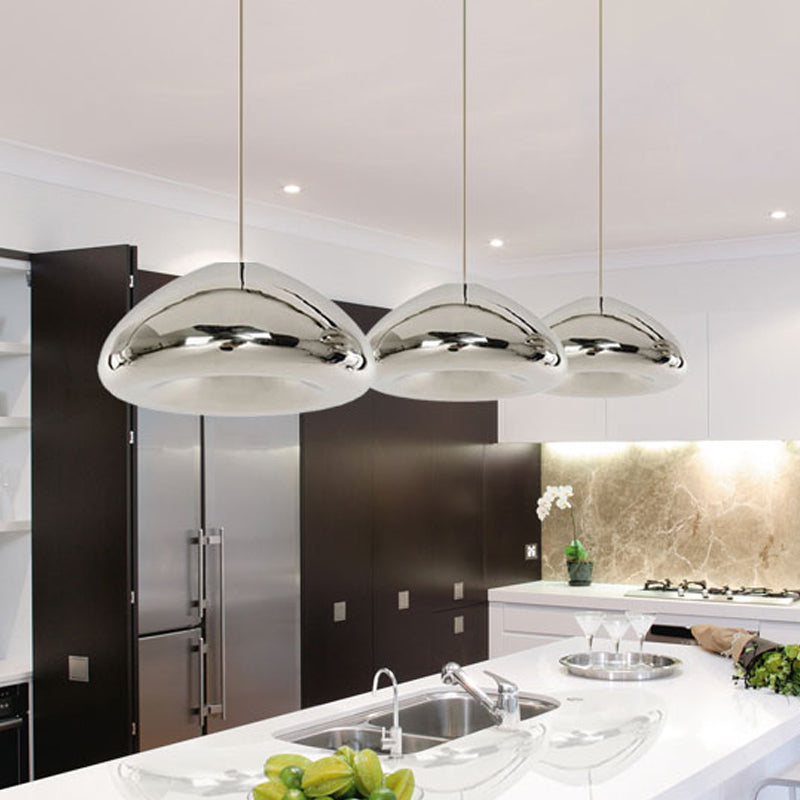 7 "/12" W doppelwalzige Anhängerbeleuchtung postmoderne Silber/Gold/Bronze -Glas 1 Glühbirne Schwarz Deckenhängung Lampe über Tisch