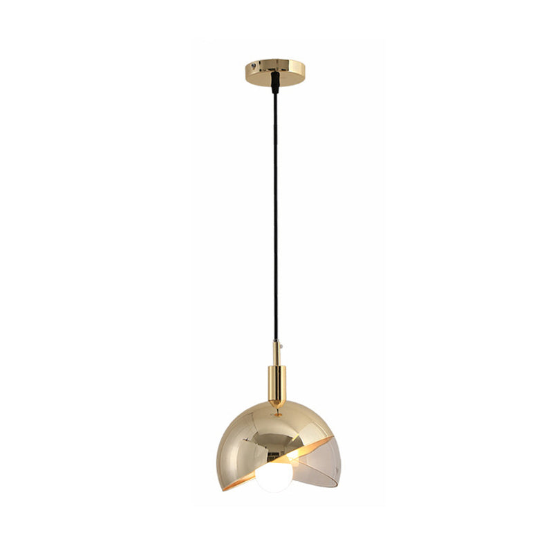 Swivel Dome Shade Hanging Light Post-Modern Clear Glass 1 Head Dining Room Down Lighting Pendant in Gold/Rose Gold