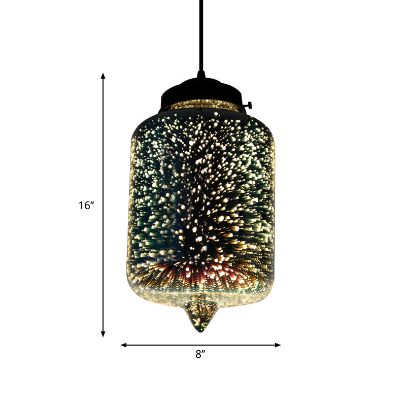 Jug/Ellipse Snack Bar Drop Pendant 3D Colorful Glass 1-Light Postmodern Hanging Light in Silver
