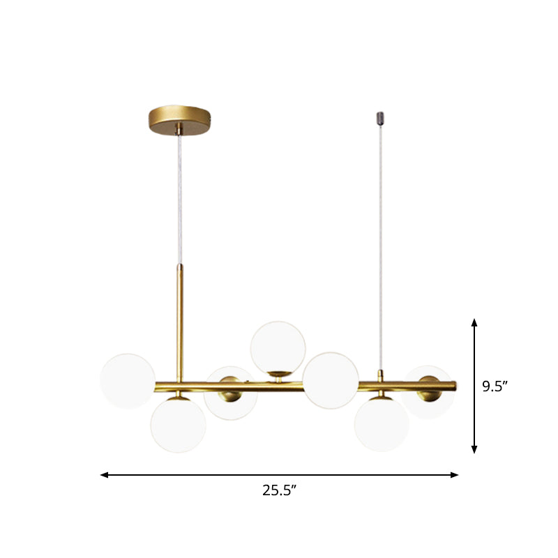 Clear/Amber/Smoke Grey Glass Ball Pendant Postmodern 7/9/11 Lights Black/Gold Hanging Island Light for Kitchen