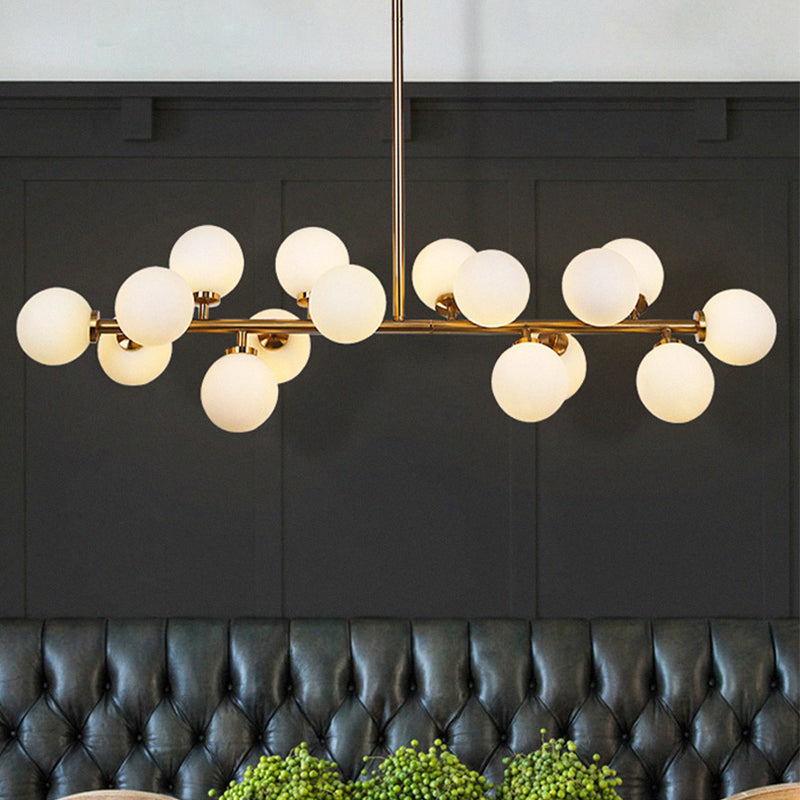 Bubbled Island Light Fixture Postmodern Opal Frosted Glass 16 Bulbs Gold Pendant Ceiling Light