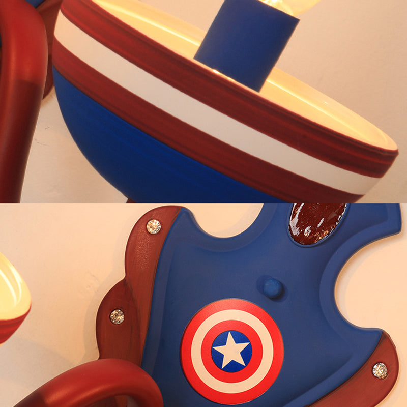 Blauw en rood snoepwandlicht met ster 2 lichten Amerikaanse stijl glazen wand sconce voor jongensslaapkamer