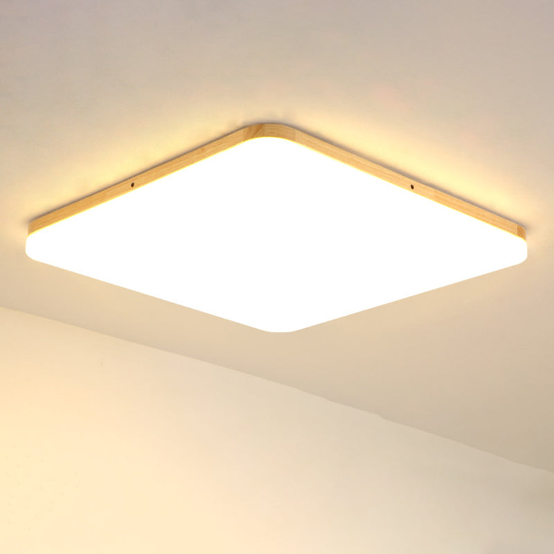 Thinnest Square/Rectangle Ceiling Light Simple Acrylic Living Room LED Flush Mounted Lamp in Beige, 13"/25"/37.5" Wide