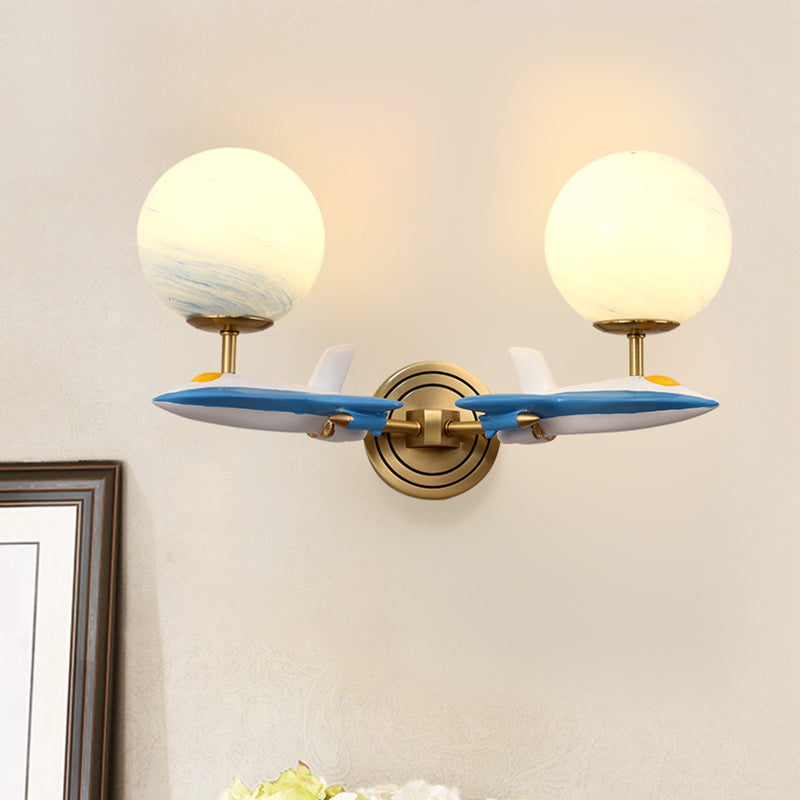 Living Room Sphere Wall Light with Airplane Glass Resin Contemporary Sconce Light