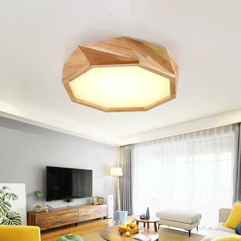 Lámpara de techo geométrico Moderno de madera de color Beige de madera de montaje de luz en caliente/luz blanca para el hotel, 18 "/21.5" /27 "