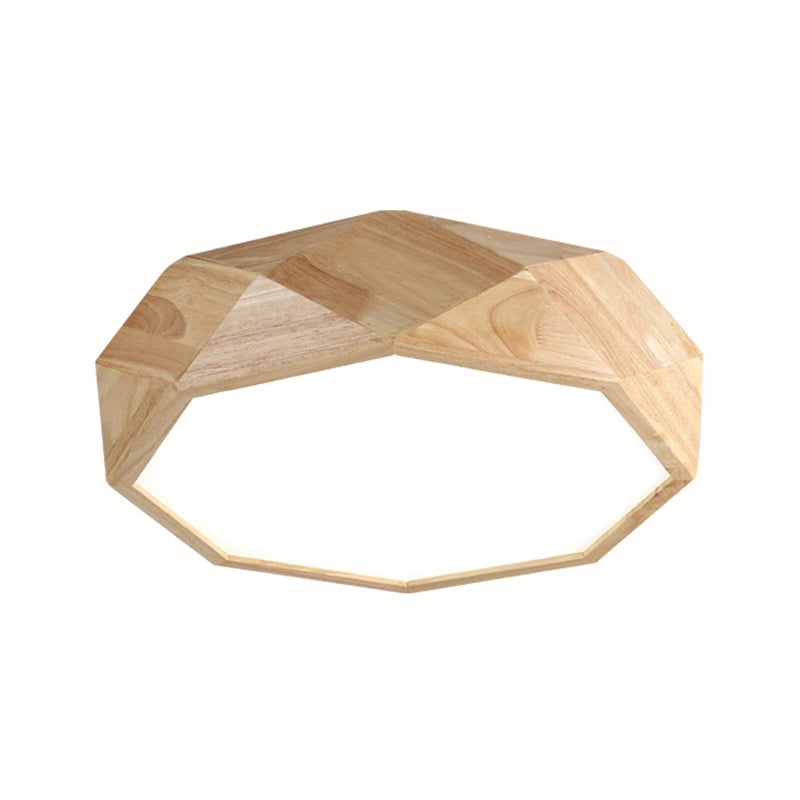Houten achthoekige plafondinbouwlamp Nordic 18"/21,5"/25,5" brede LED beige inbouwlamp in warm/wit licht