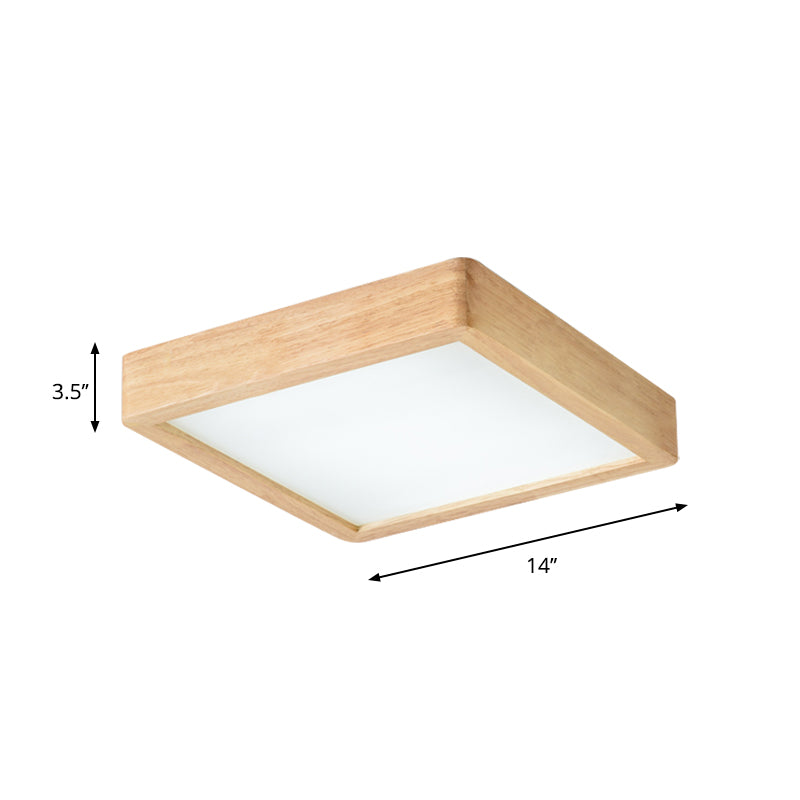 Illuminazione da incasso a soffitto a LED nordica in legno quadrato/rettangolo/a scacchi da 14"/21,5"/37,5" con paralume acrilico, luce calda/bianca