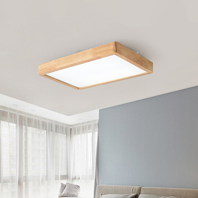 Illuminazione da incasso a soffitto a LED nordica in legno quadrato/rettangolo/a scacchi da 14"/21,5"/37,5" con paralume acrilico, luce calda/bianca