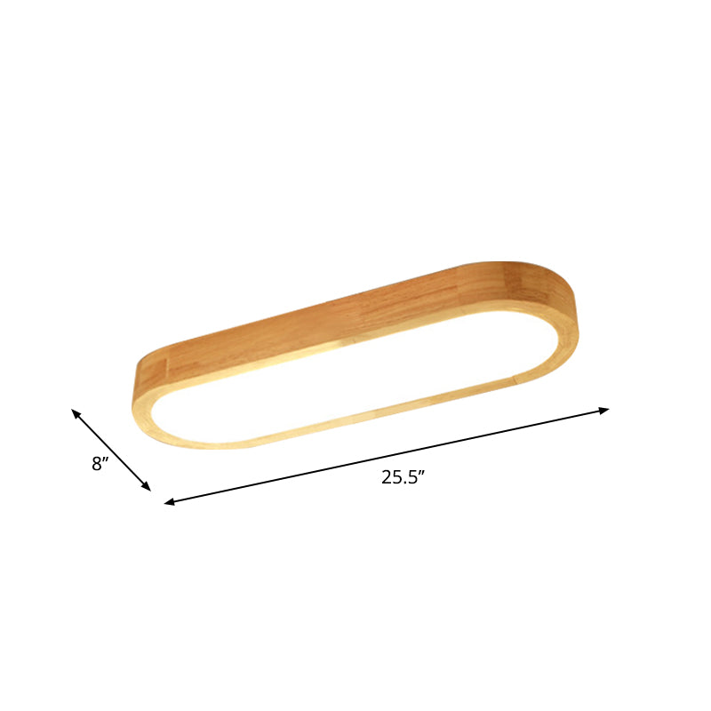 Minimalist Oblong Soffitto Illuminazione Legno Living Room LED Flush Montato Light in Warm / White Light, 25,5 "/35.5" /47 " Lungo
