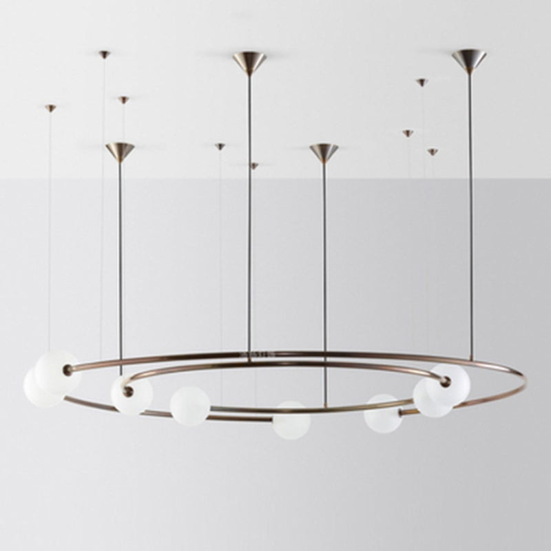 Lampada sospesa in ottone Ampiccata Postmoderna Crema a 8 Bulb Crema Lampada lampadario in vetro sopra la barra da cucina