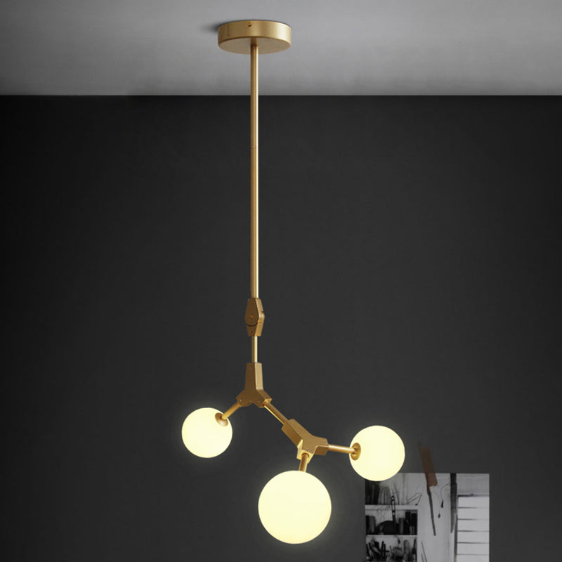 Moleculaire kroonluchter postmoderne opaal orb-glas 3/5/7 lichten zitkamer hangend verlichtingsarmatuur in goud