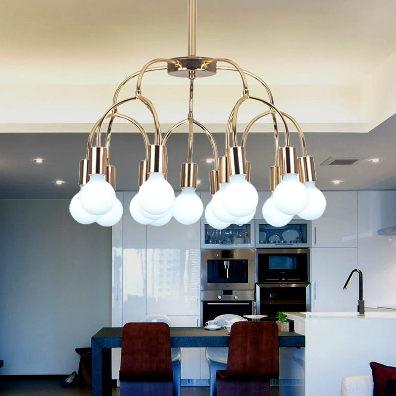 Lámpara de colgante de negro/dorada de múltiples cabezas de brazo arqueado de metal para sala de estar contemporánea para sala de estar