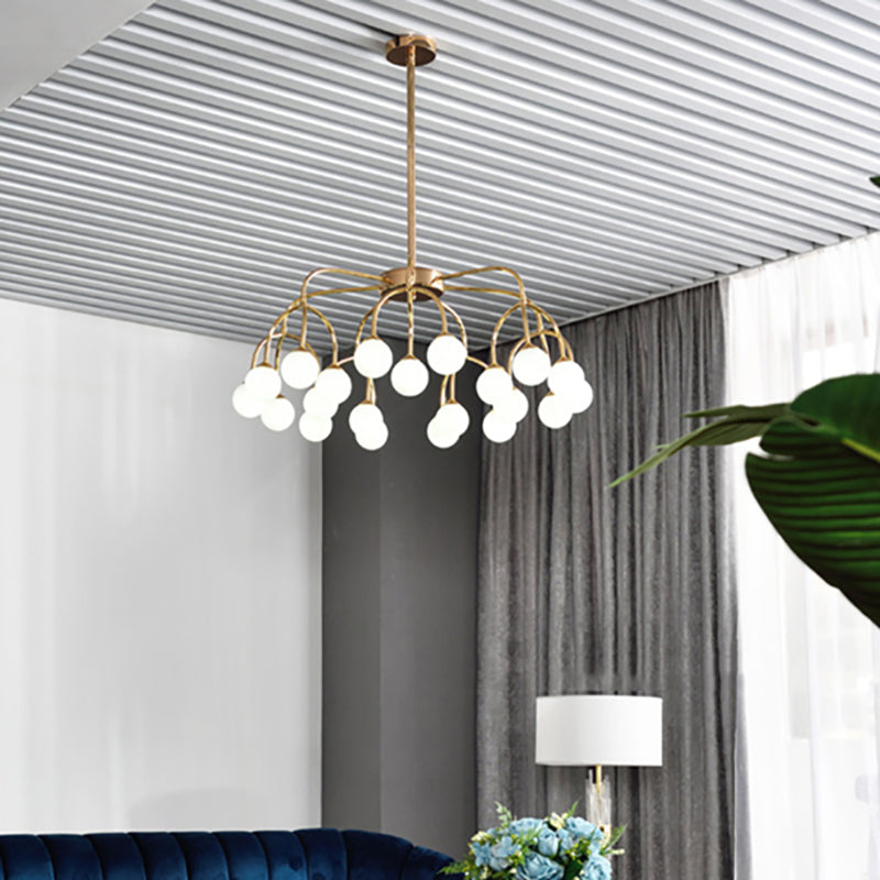 Lámpara de colgante de negro/dorada de múltiples cabezas de brazo arqueado de metal para sala de estar contemporánea para sala de estar