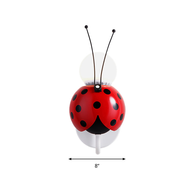 Red Ladybug Small Wall Light One Head Contemporary Plastic Wall Sconce for Stair