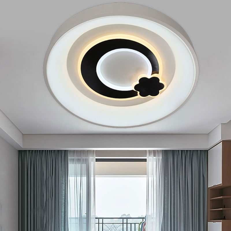 White Circular LED Flush Ceiling Light Modern Stylish Acrylic Ceiling Lamp for Kitchen Hallway