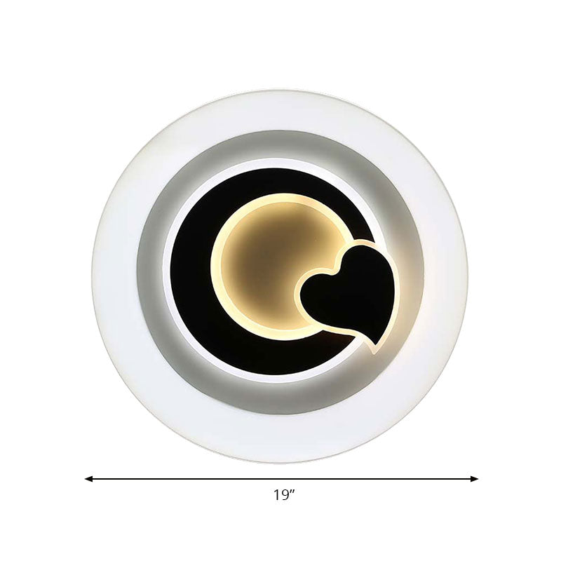 White Circular LED Flush Ceiling Light Modern Stylish Acrylic Ceiling Lamp for Kitchen Hallway