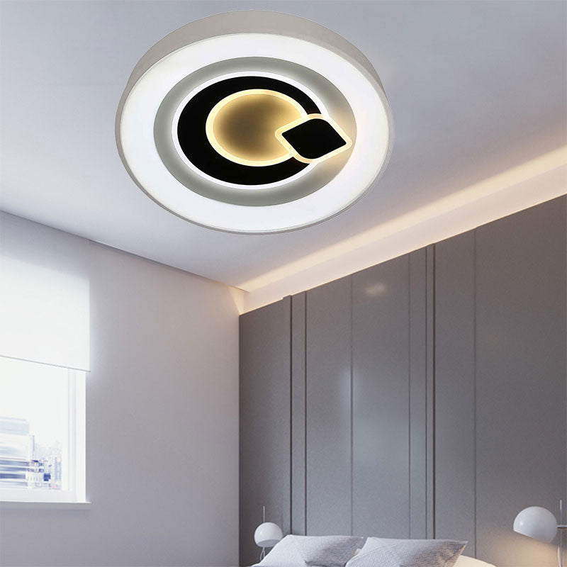 White Circular LED Flush Ceiling Light Modern Stylish Acrylic Ceiling Lamp for Kitchen Hallway