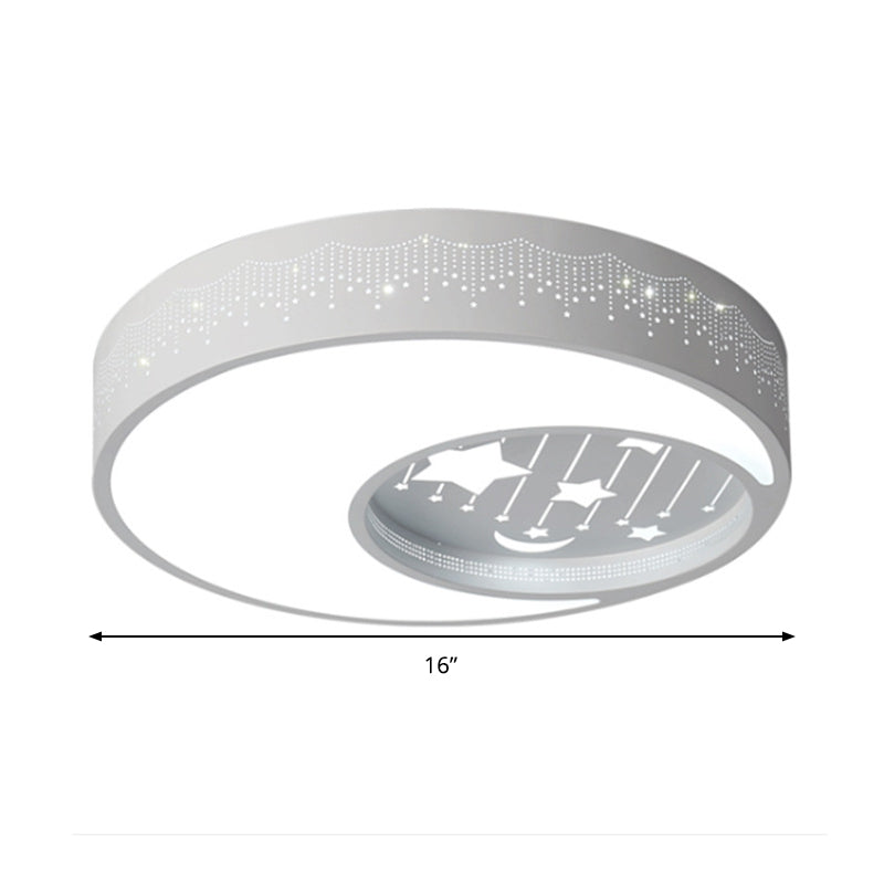 Lámpara de techo empotrada para dormitorio de niños Moon con lámpara de techo LED romántica de metal en forma de estrella en blanco