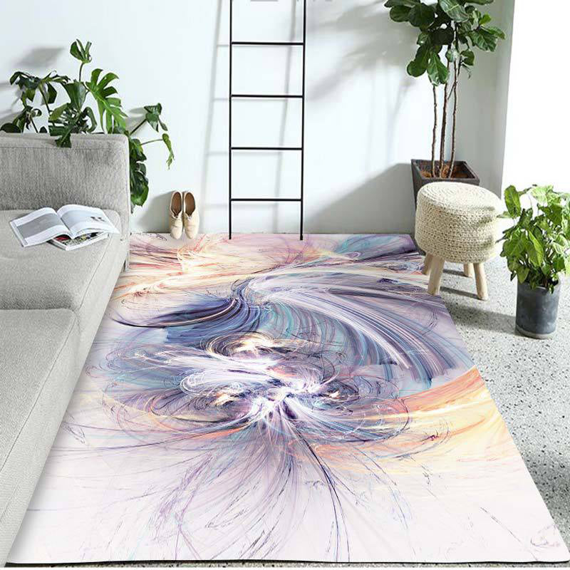 Unique Abstract Rug Purple Casual Rug Polyester Washable Non-Slip Backing Area Rug for Bedroom