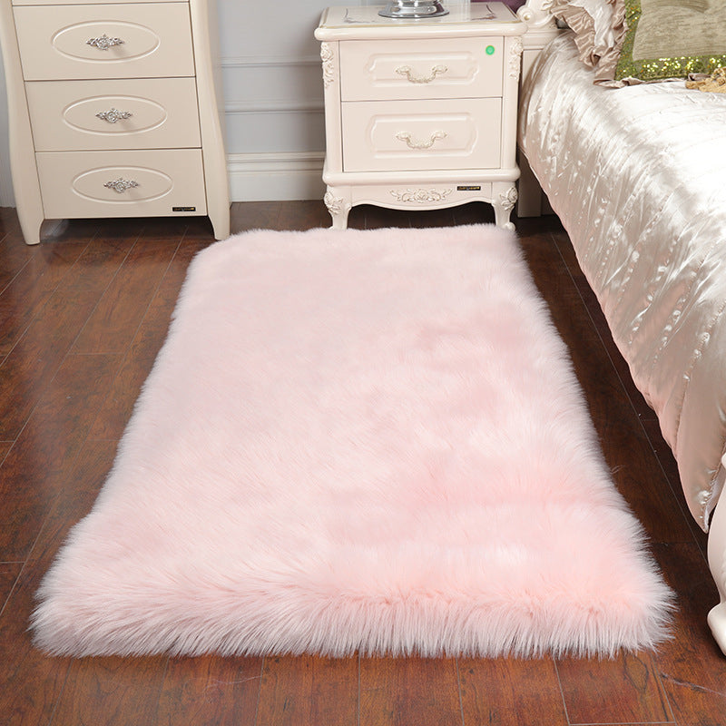 Solid Color Contemporary Rug Faux Fur Rug Washable Area Rug for Living Room