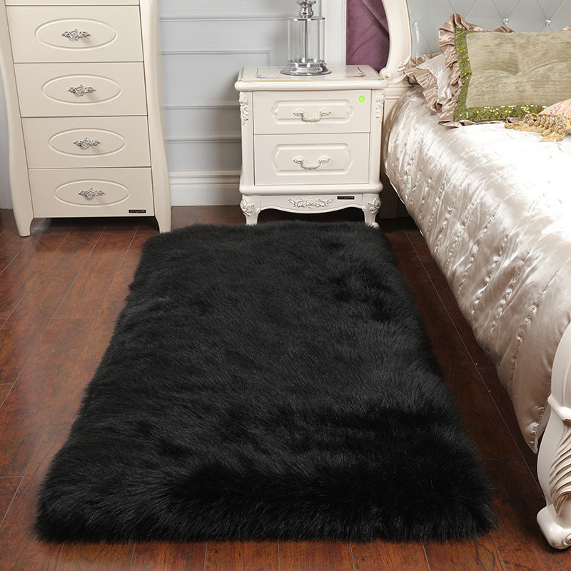 Solid Color Contemporary Rug Faux Fur Rug Washable Area Rug for Living Room