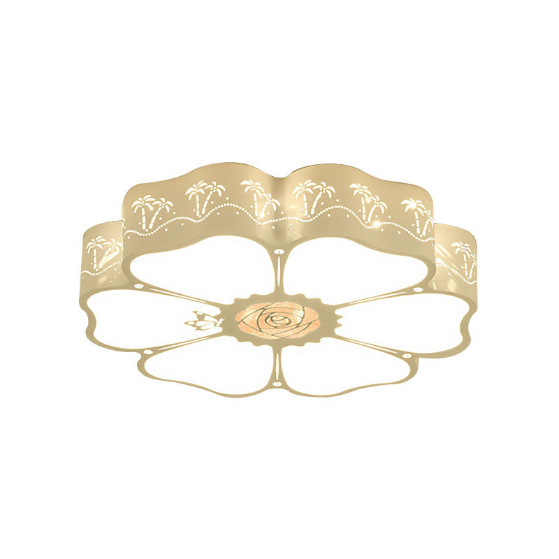 Plafonnier blanc en forme de pétale gravé pour enfants, plafonnier en métal pour chambre d'enfant, salle de bain