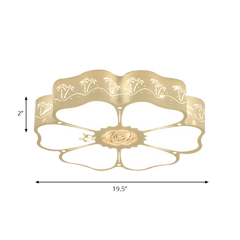 Plafonnier blanc en forme de pétale gravé pour enfants, plafonnier en métal pour chambre d'enfant, salle de bain