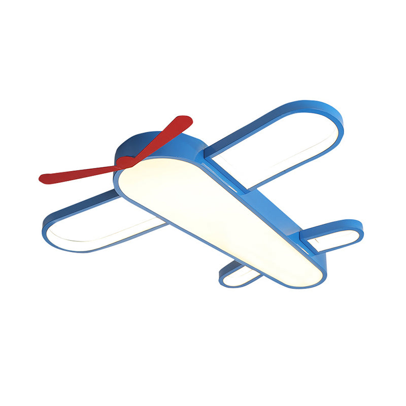 Plafonnier LED en forme d'avion à hélice, finition bleue en acrylique, luminaire décoratif d'intérieur, idéal pour une chambre de bébé