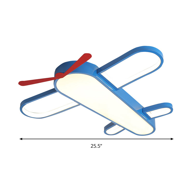 Plafonnier LED en forme d'avion à hélice, finition bleue en acrylique, luminaire décoratif d'intérieur, idéal pour une chambre de bébé
