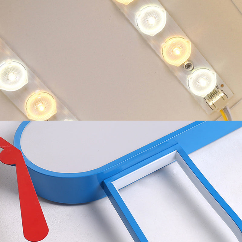 Plafonnier LED en forme d'avion à hélice, finition bleue en acrylique, luminaire décoratif d'intérieur, idéal pour une chambre de bébé