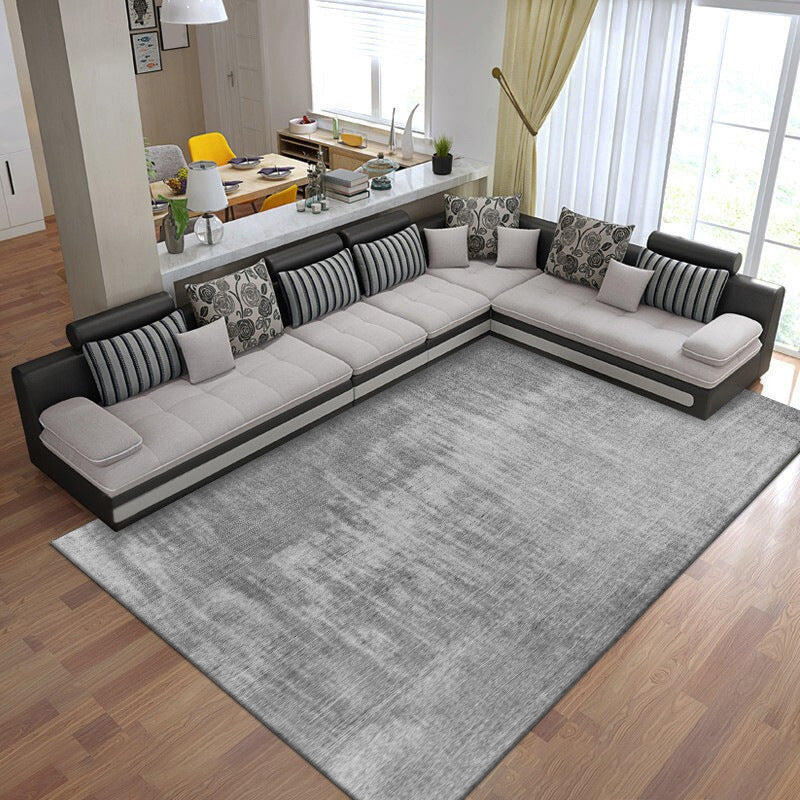 Casual Ombre Rug Blue and Grey Synthetic Rug Machine Washable Non-Slip Area Rug for Bedroom