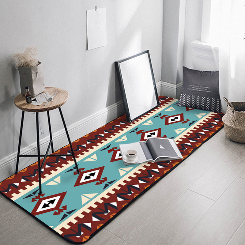 Stylish Tribal Geometric Pattern Rug Brown and White Bohemian Rug Synthetics Pet Friendly Non-Slip Backing Washable Area Rug for Living Room