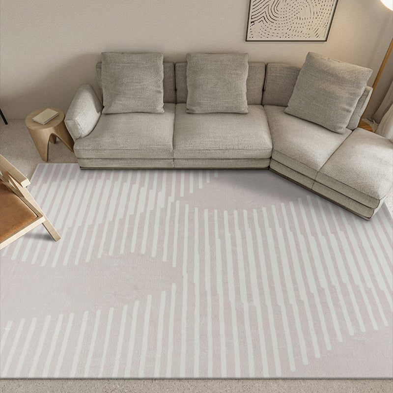 Purple and Beige Modern Rug Polyester Striped Pattern Rug Pet Friendly Washable Non-Slip Area Rug for Parlour