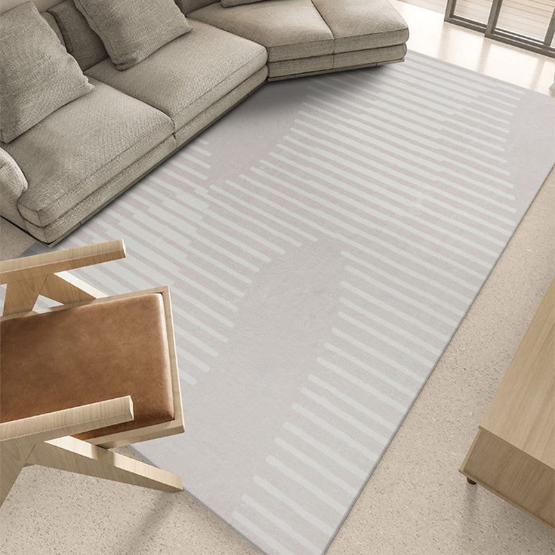 Purple and Beige Modern Rug Polyester Striped Pattern Rug Pet Friendly Washable Non-Slip Area Rug for Parlour