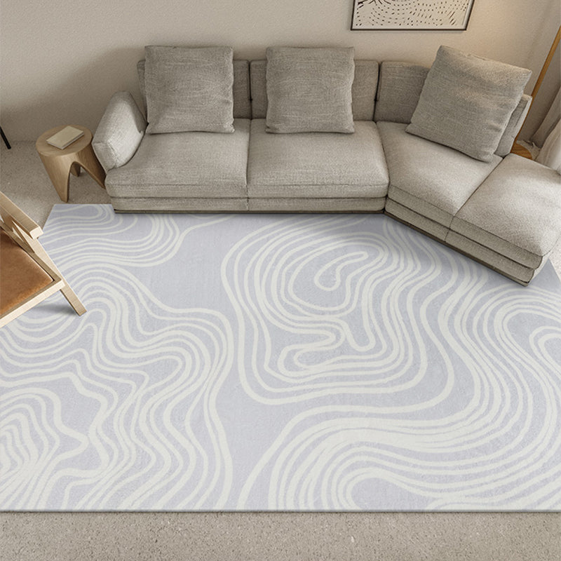 Purple and Beige Modern Rug Polyester Striped Pattern Rug Pet Friendly Washable Non-Slip Area Rug for Parlour