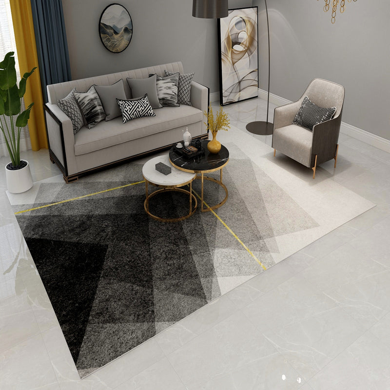 Modern Guest Room Rug Dark Overlapping Geometric Shapes Carpet Polyester Anti-Slip Backing Rug