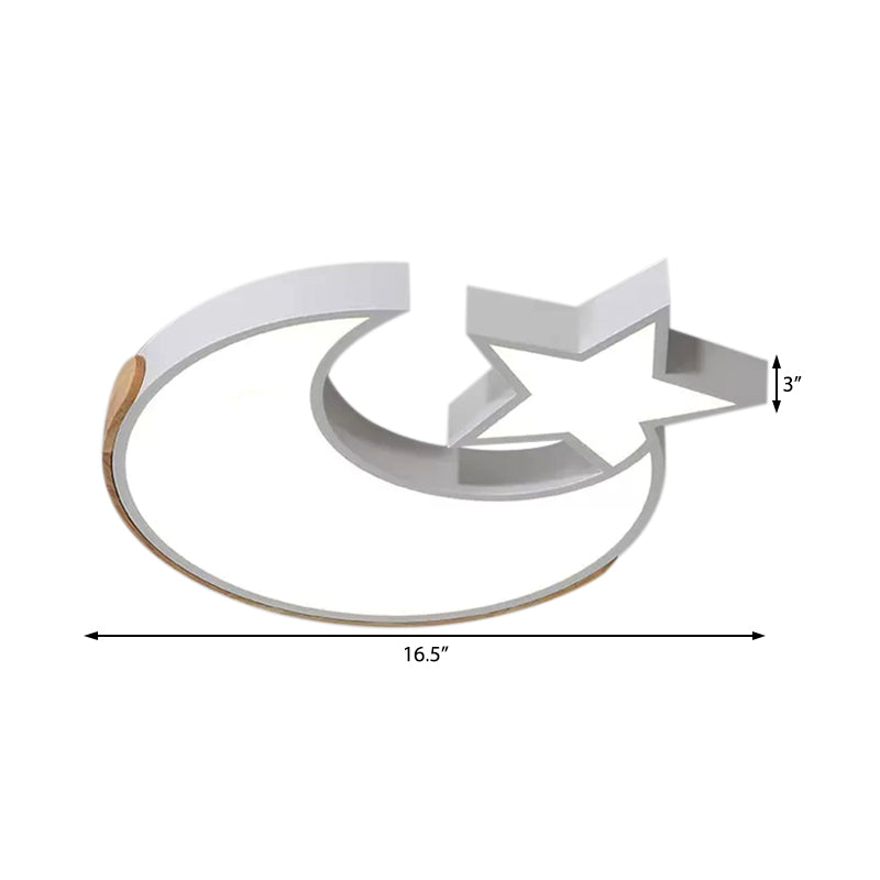 Lovely White LED Ceiling Light Star and Moon Acrylic Flushmount Light for Study Room