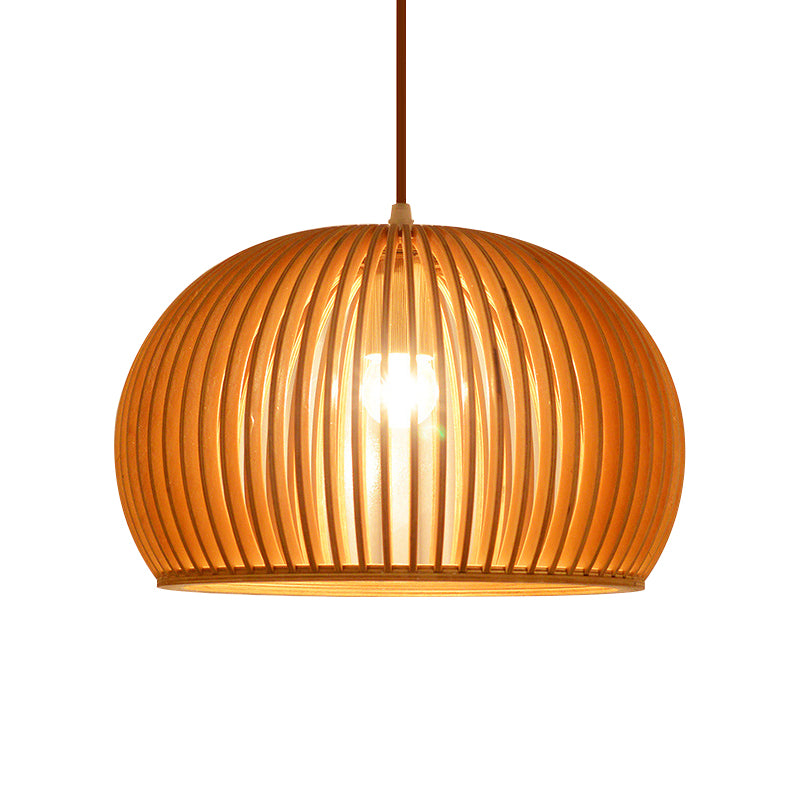 Holzhemisphäre Anhänger Beleuchtung minimalistischer Ein-Bulb-Beige Decke Hanglampe, 14 "/18" Breite