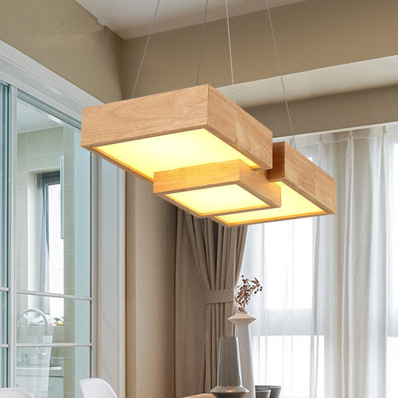 24.5"/29" W Dining Table LED Hanging Light Modern Wood Ceiling Pendant with Symmetric Acrylic Shade, Warm/White Light