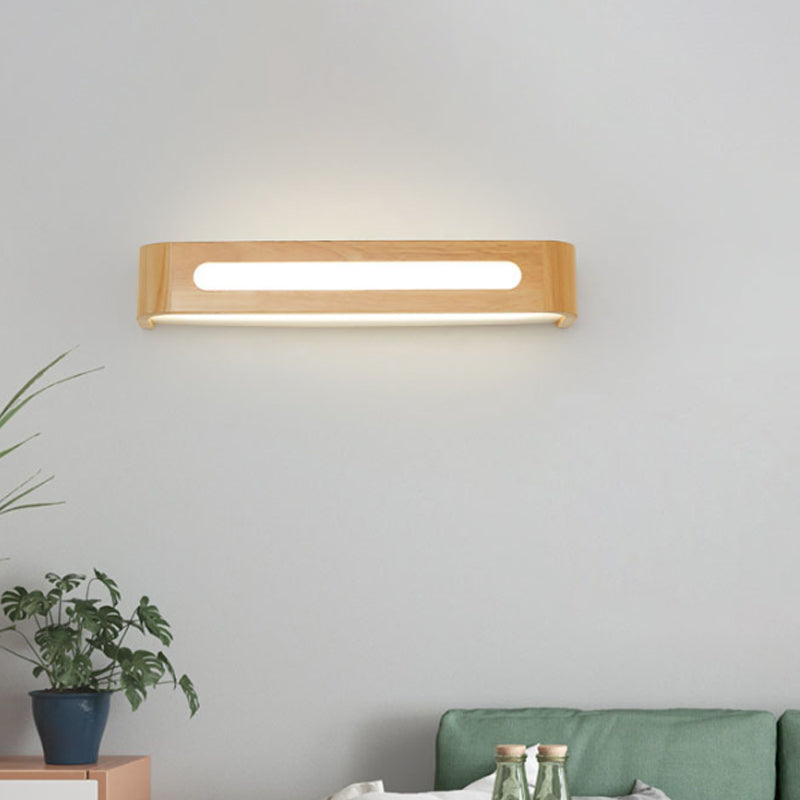 Rechteckige Flush -Bergwand Wandleuchter nordisches Acryl 12 "/19.5"/23,5 "Breites LED -Badezimmer Waschtischwandleuchte in Holz