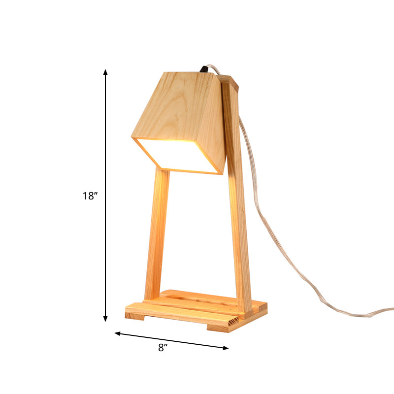 Hölzernes Trapeznachtlicht Nordic 1 Head Tischbeleuchtung mit Lagerregal in Beige