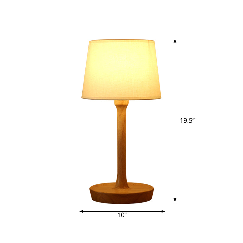 Fabric Empire Shade Lámpara de soporte Noche Estilo simple 1 Bulbo Iluminación de mesa de madera para sala de estar