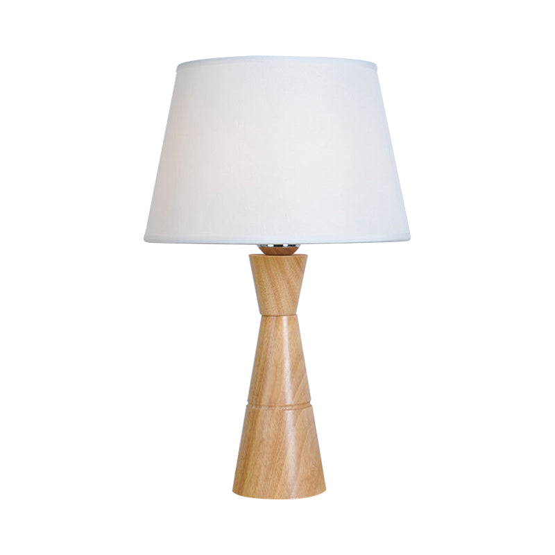 Empire Shade Night Lamp Nordic Fabric 1-Light Wood Table Lighting with Funnel Shaped Base