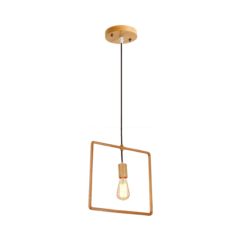 Square/Rund/Dreieck Pendel Licht Einfachheit Holz 1 Glühbirne Esszimmer Anhänger Beleuchtung in Beige
